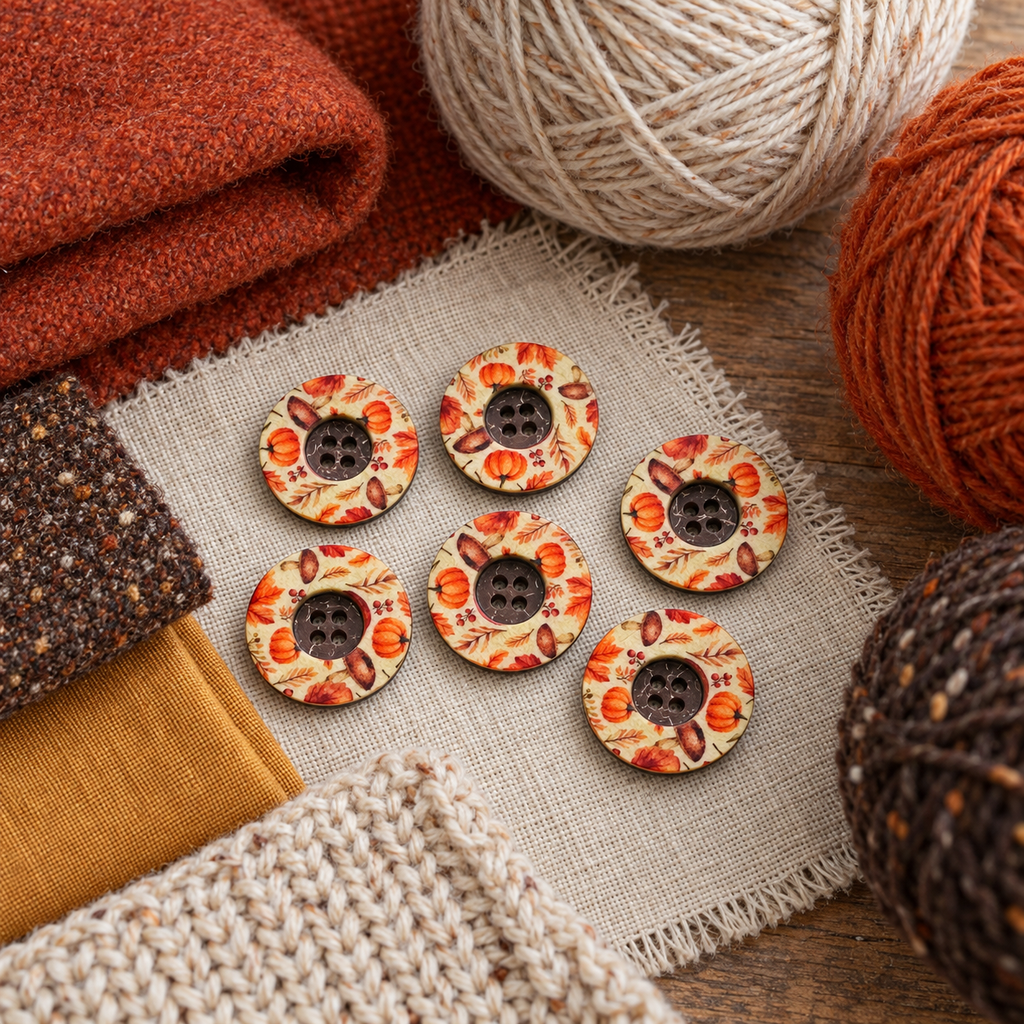 23mm Autumn Pumpkin & Leaf Button