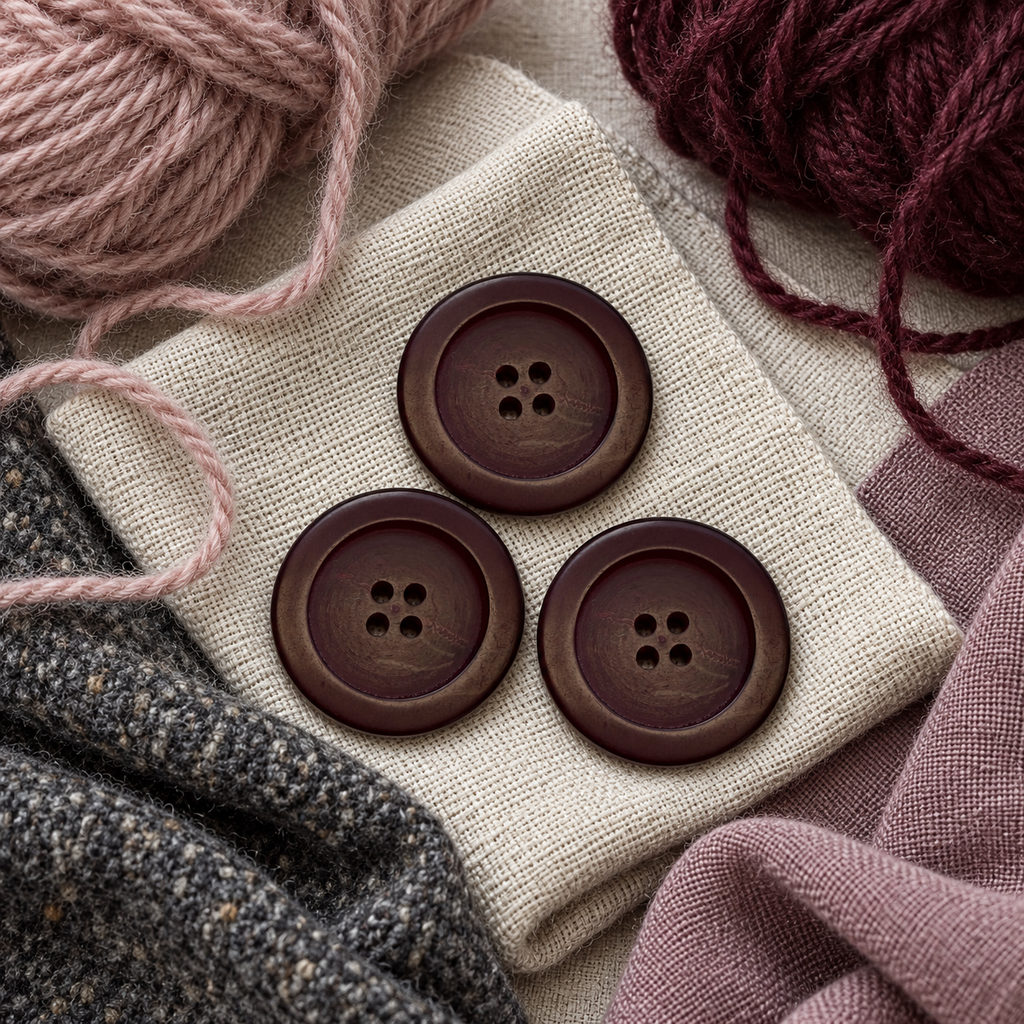 30mm Burgundy Hand-Dyed Button – Four-Hole Sew-Through