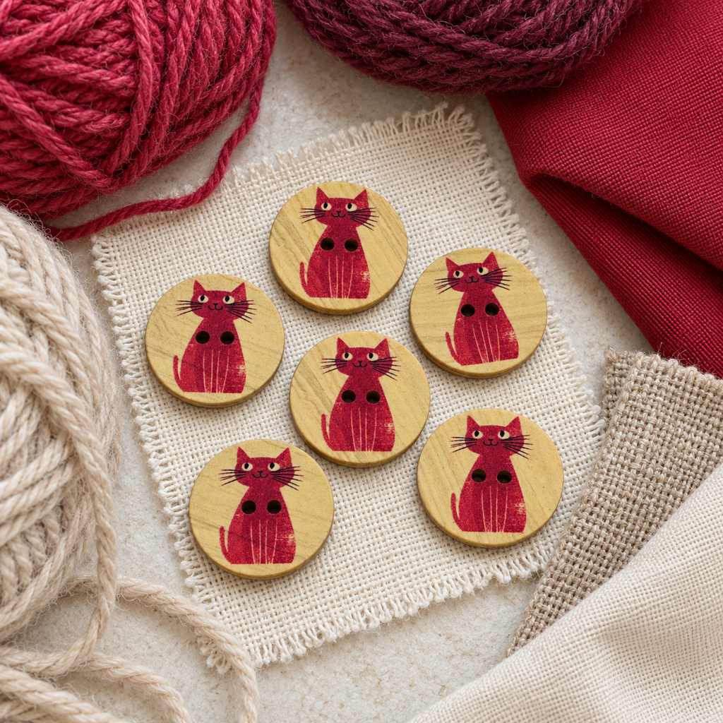 Red Cat Two-Hole Button – 23mm