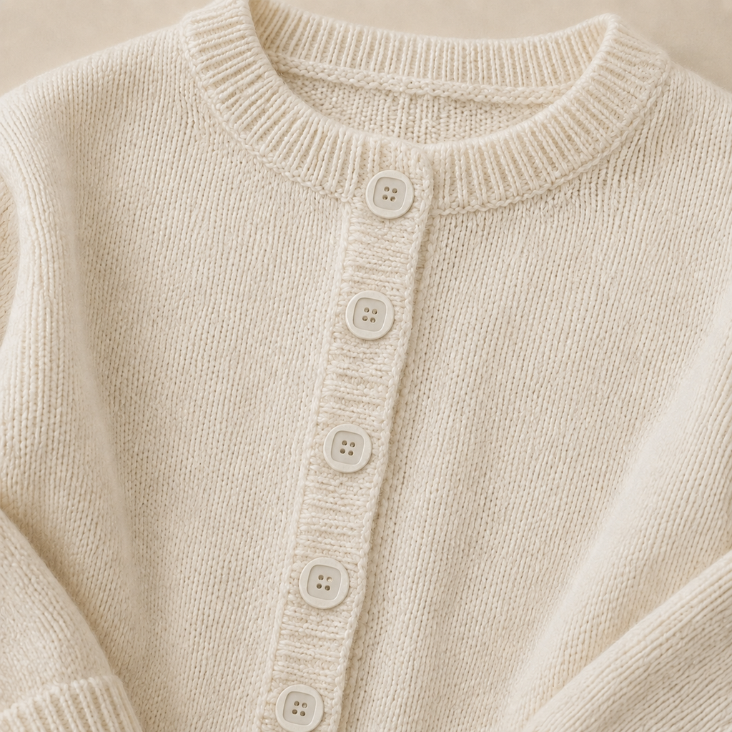 Light Cream Four Hole Button – 20mm – Pearly Square Design – Sold Individually