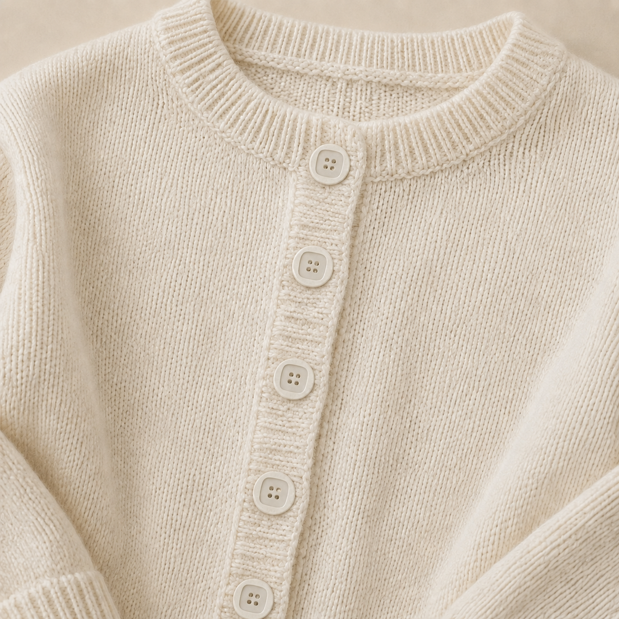 Light Cream Four Hole Button – 20mm – Pearly Square Design – Sold Individually