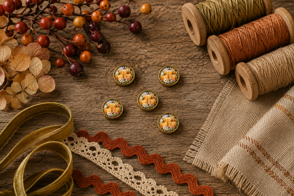 Pumpkin Glass & Metal Button – 22mm – Autumn Button