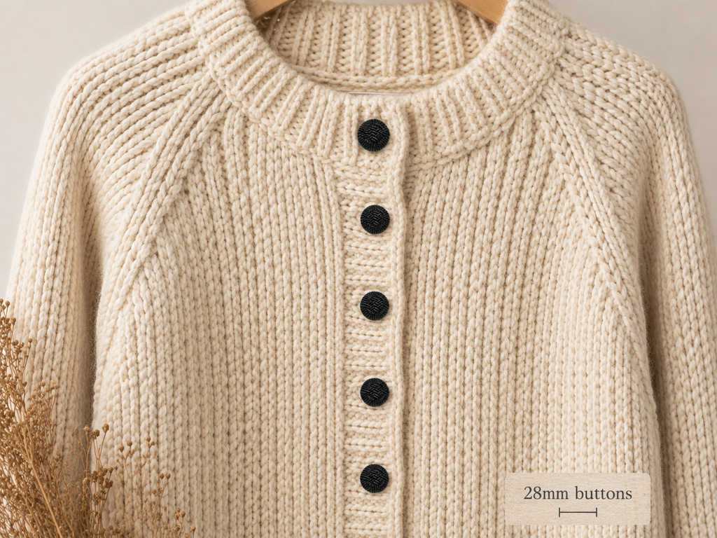 Black Textured Woven Button – 28mm Large Coat & Cardigan Button – Sold Individually
