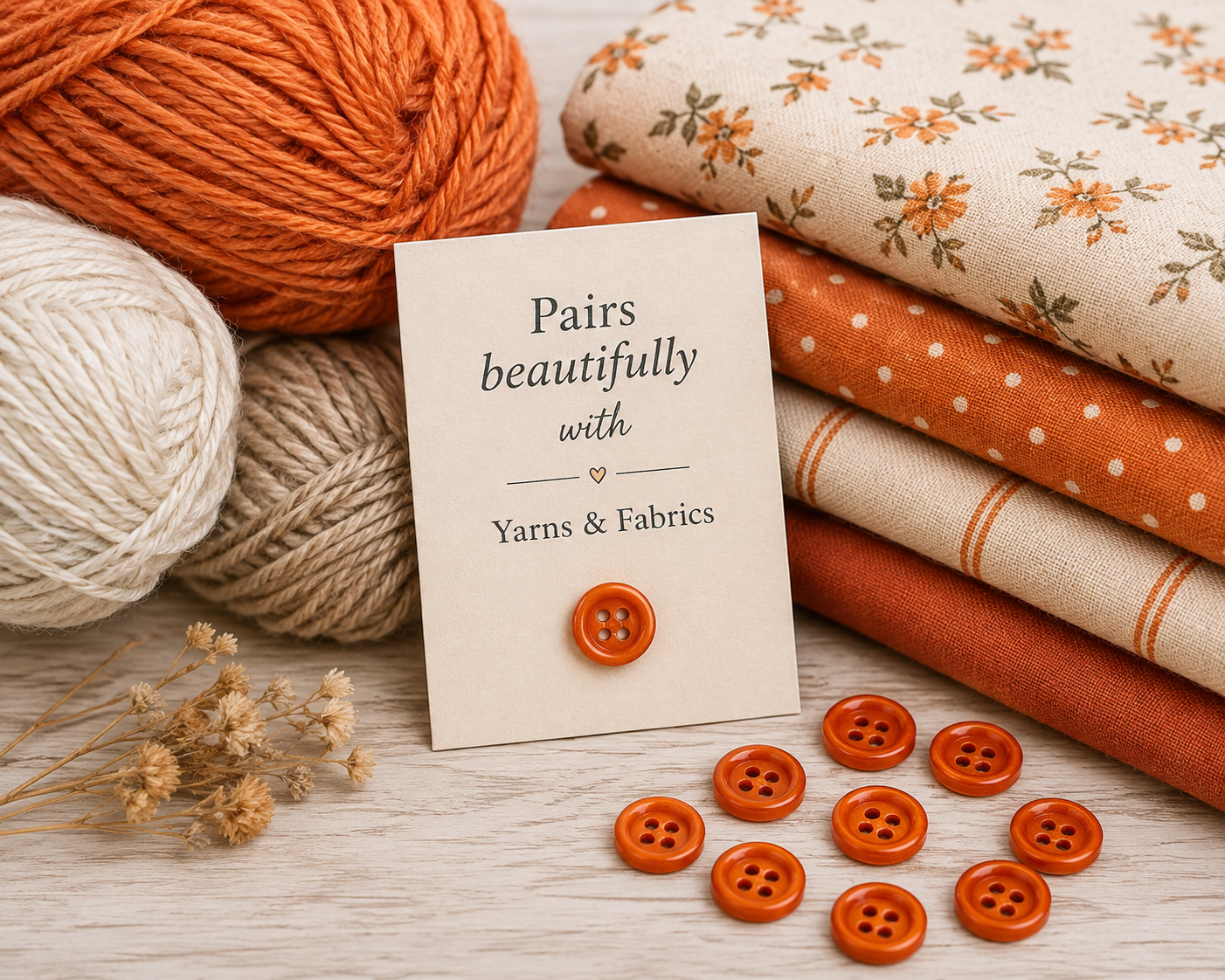Hand Dyed Orange 4 Hole Button – 11mm