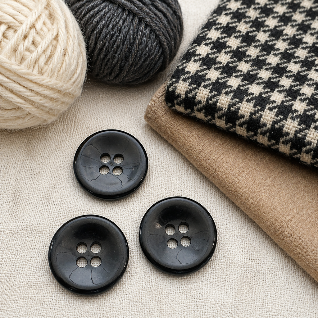 Large Black Four-Hole Button – 32mm