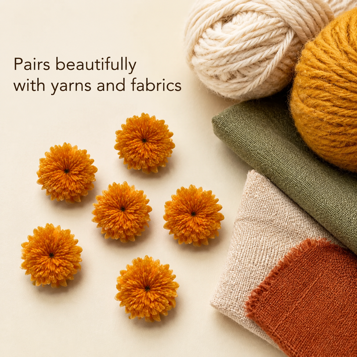 Yellow Orange Chrysanthemum Flower Button – 27mm
