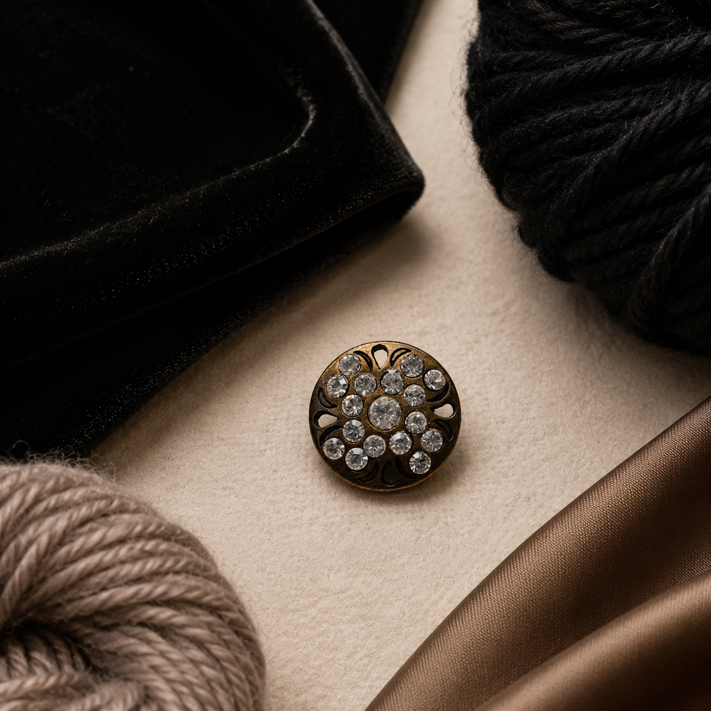 18mm Clear Rhinestone Metal Button – Sold Individually