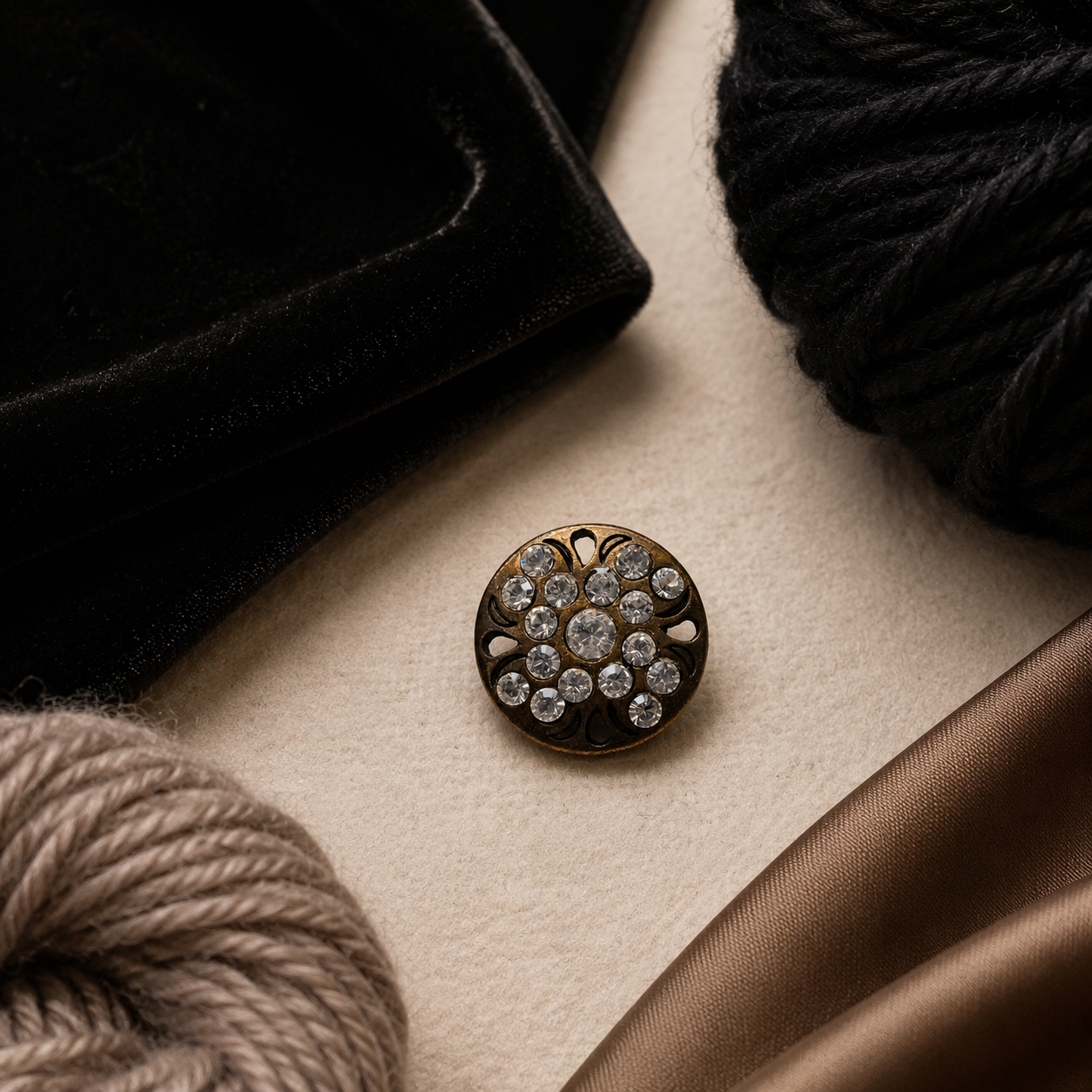 18mm Clear Rhinestone Metal Button – Sold Individually