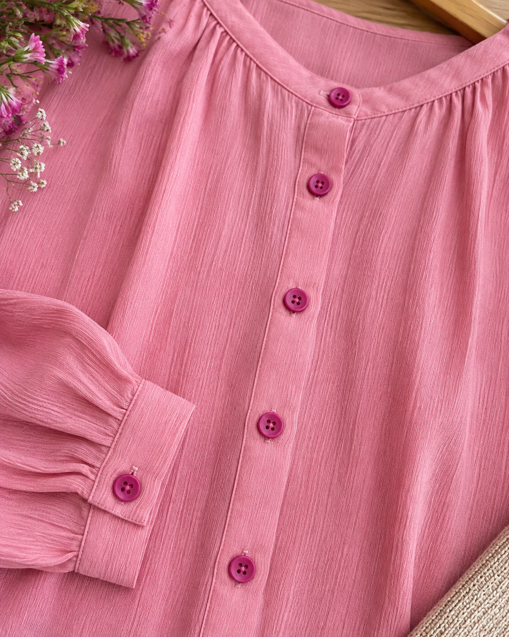 Hand Dyed Raspberry Pink Button – 13mm