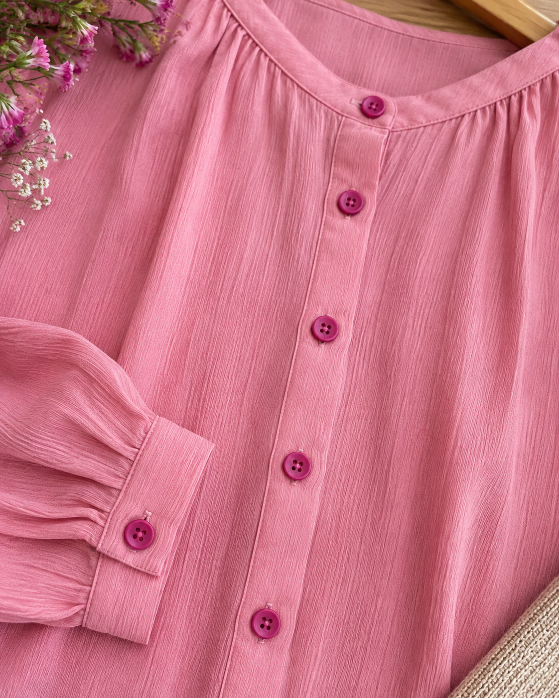 Hand Dyed Raspberry Pink Button – 13mm