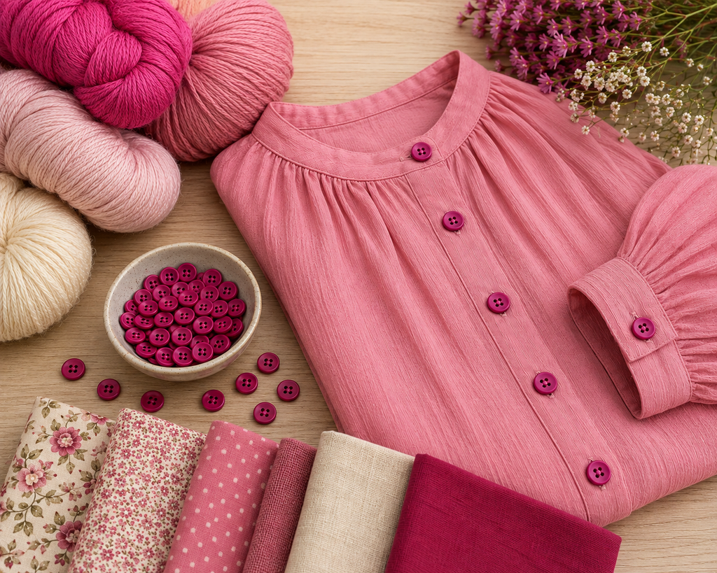 Hand Dyed Raspberry Pink Button – 13mm