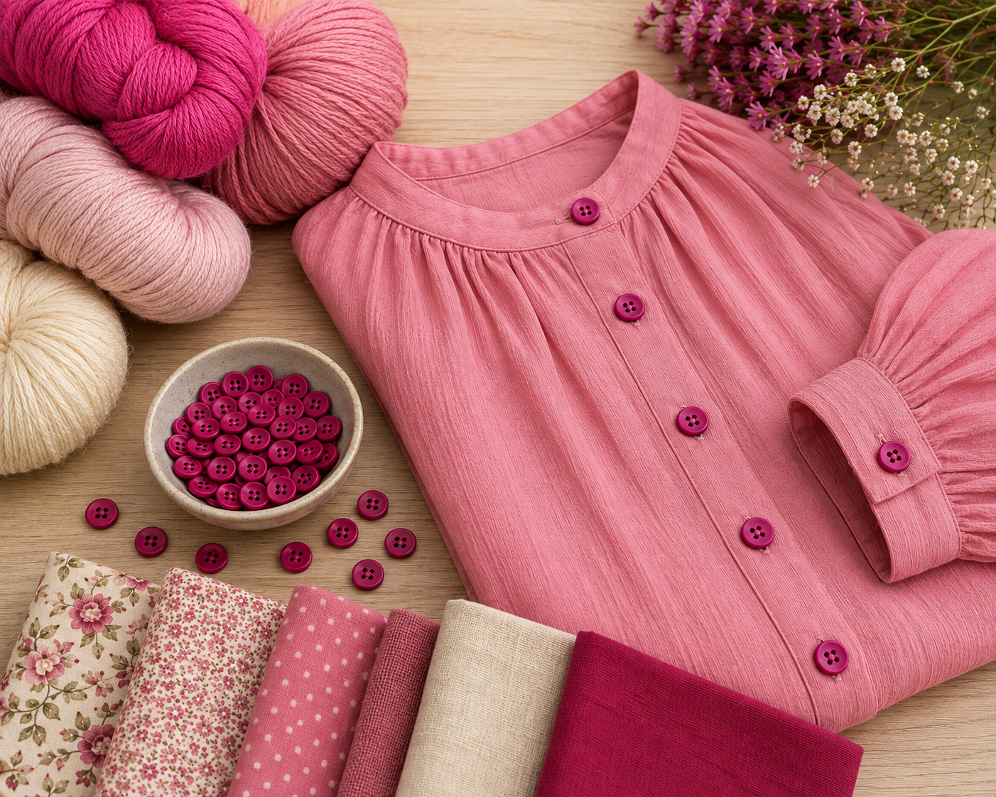 Hand Dyed Raspberry Pink Button – 13mm