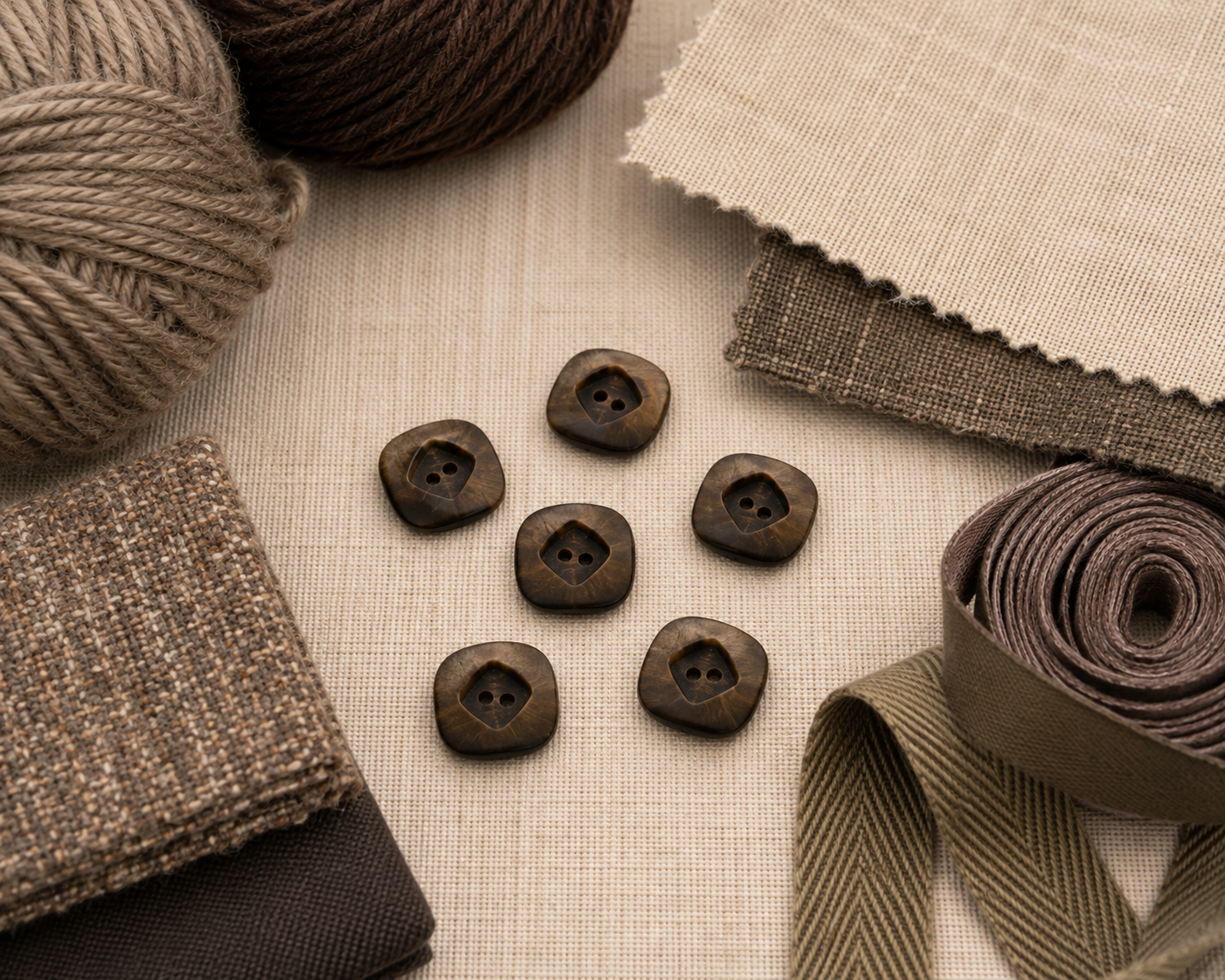 20mm Brown Square Two Hole Buttons – Sold individually