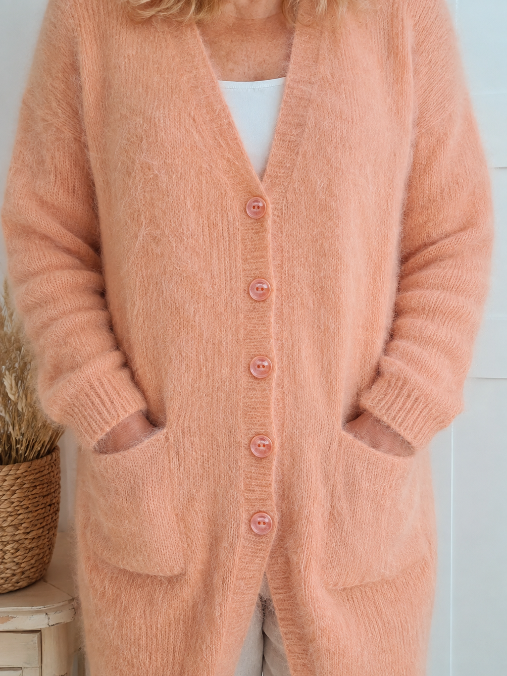 20mm Peach Shimmer Two Hole Button