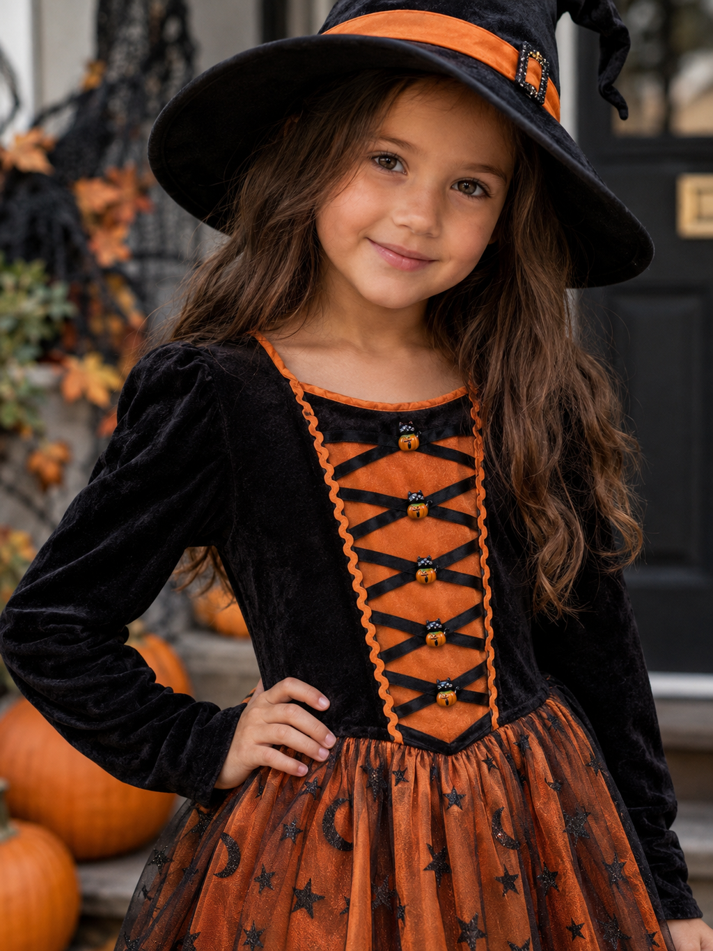 Black Cat in Pumpkin Halloween Button – 20 x 27mm