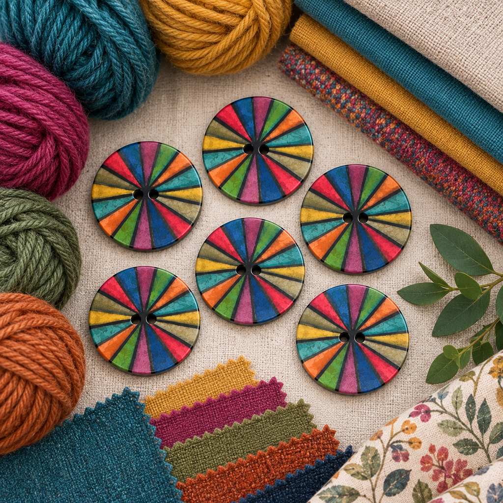 35mm Multicoloured Fan Design Button