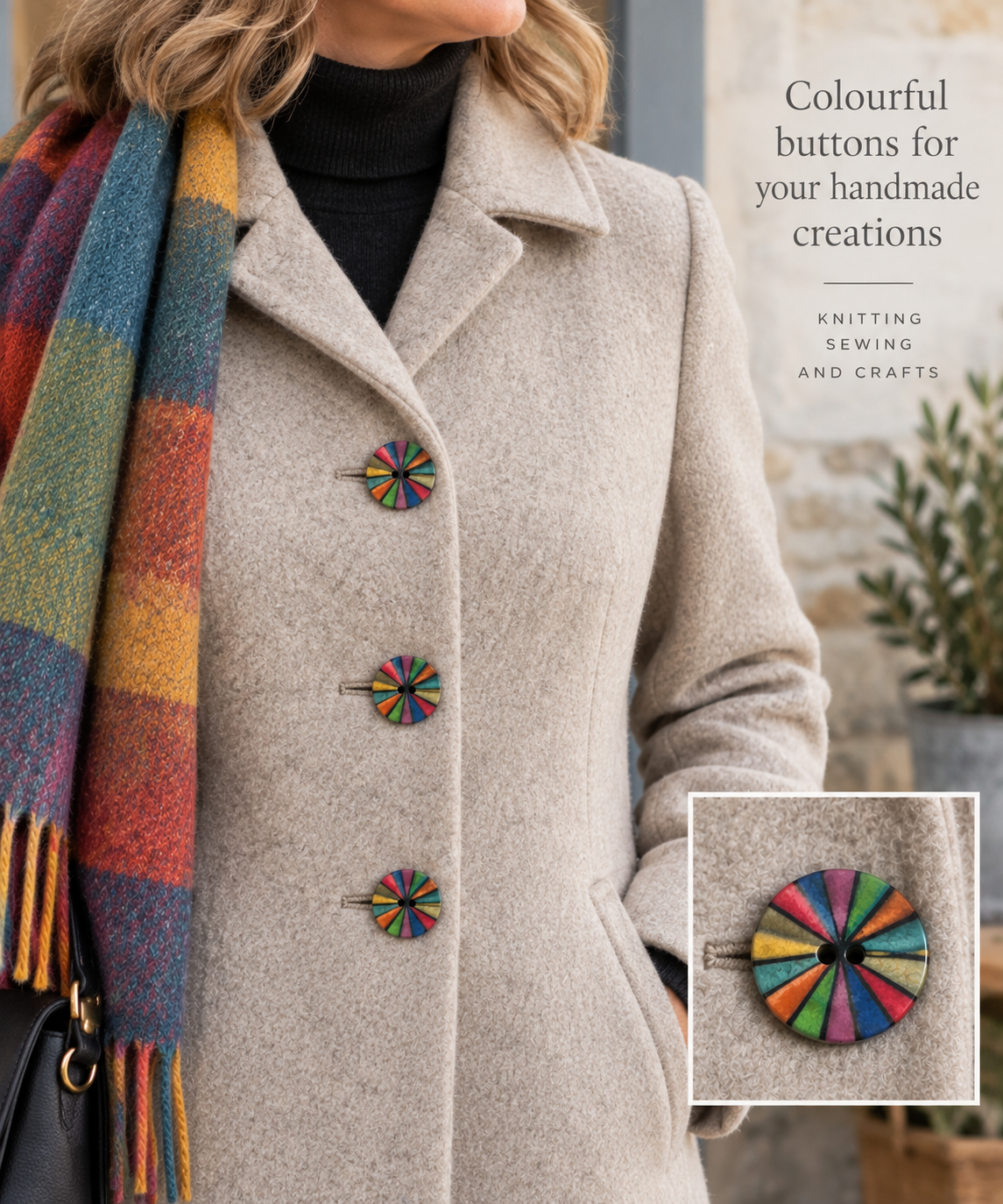 35mm Multicoloured Fan Design Button