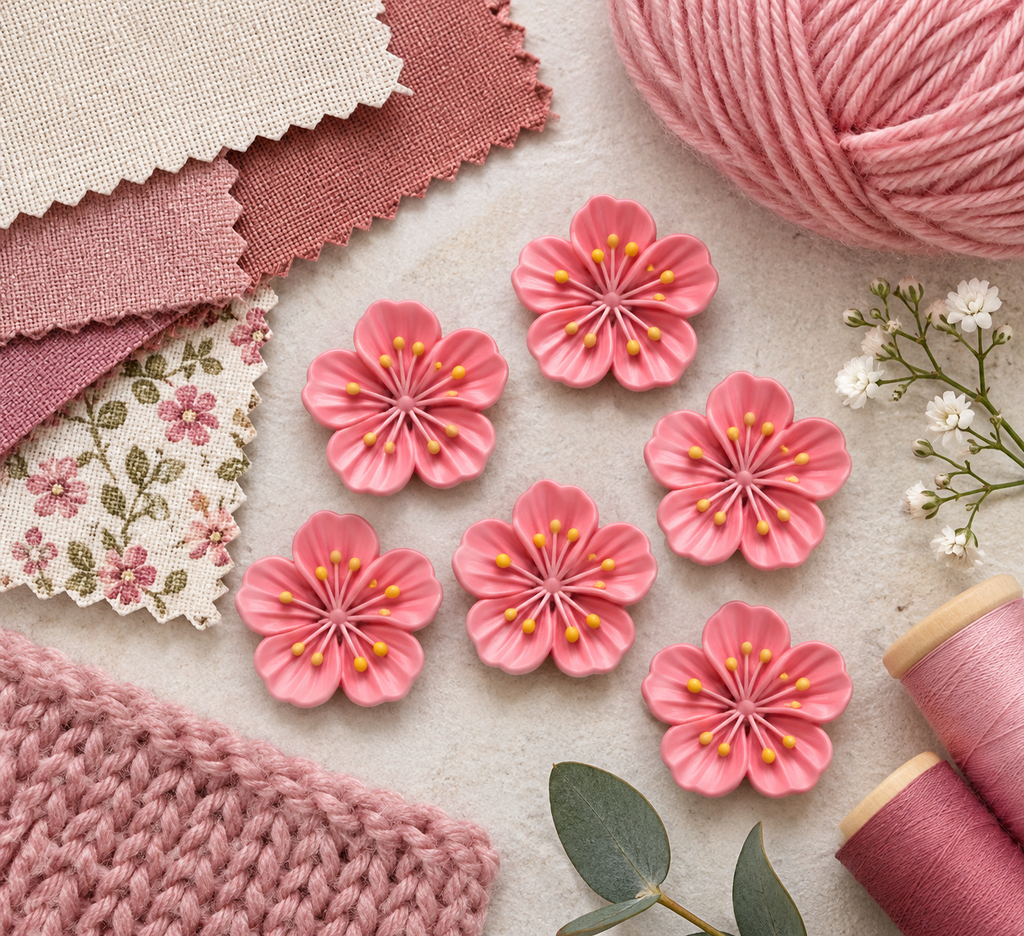Pink Flower Button 29mm