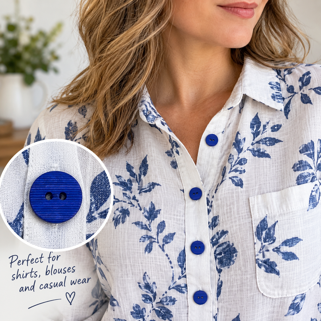 Hand Dyed Royal Blue Textured Button – 15mm