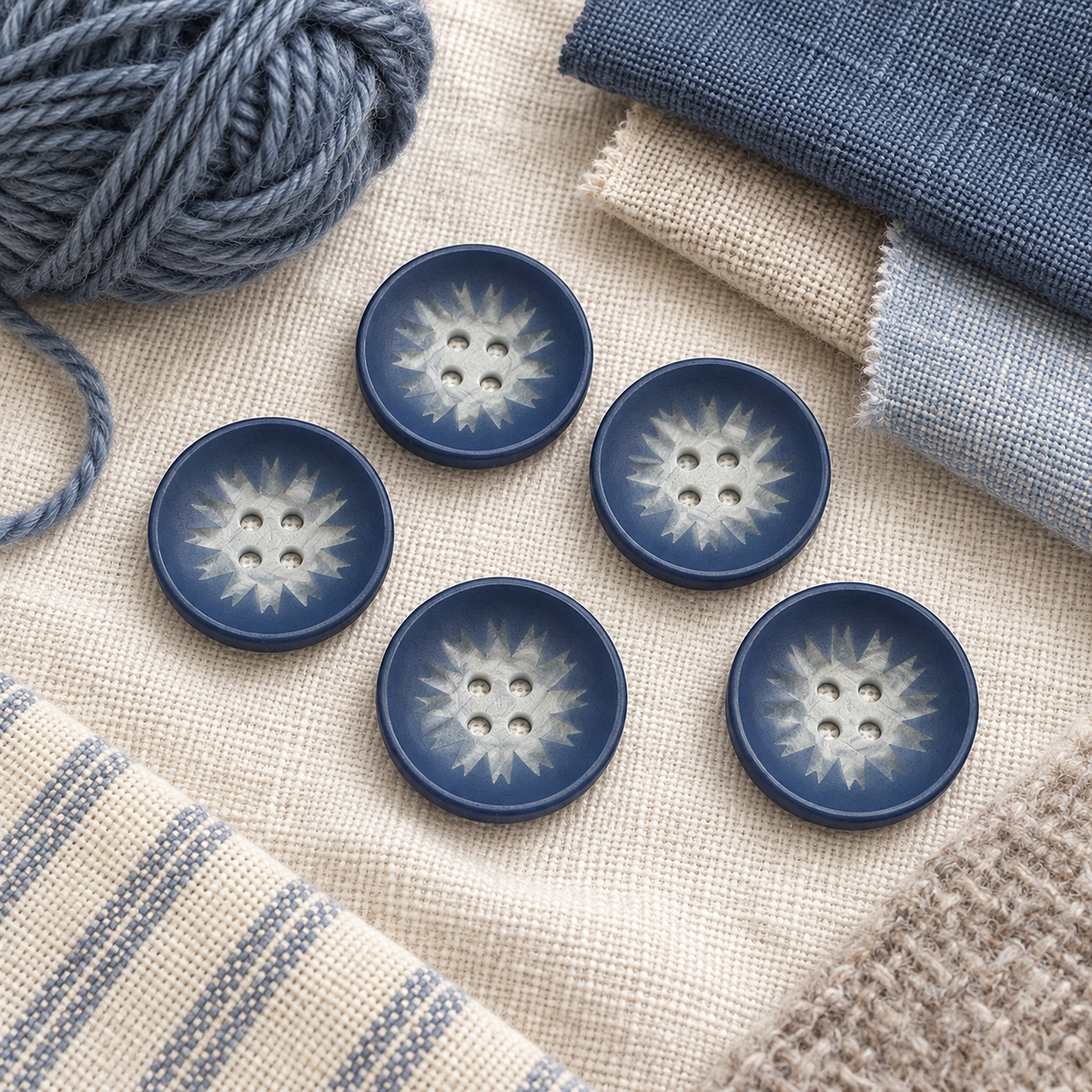 Air Force Blue Floral Four-Hole Button – 25mm