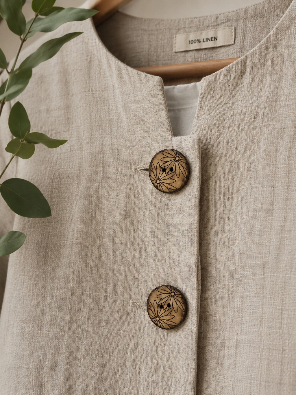 25mm Engraved Coconut Shell Flower Button