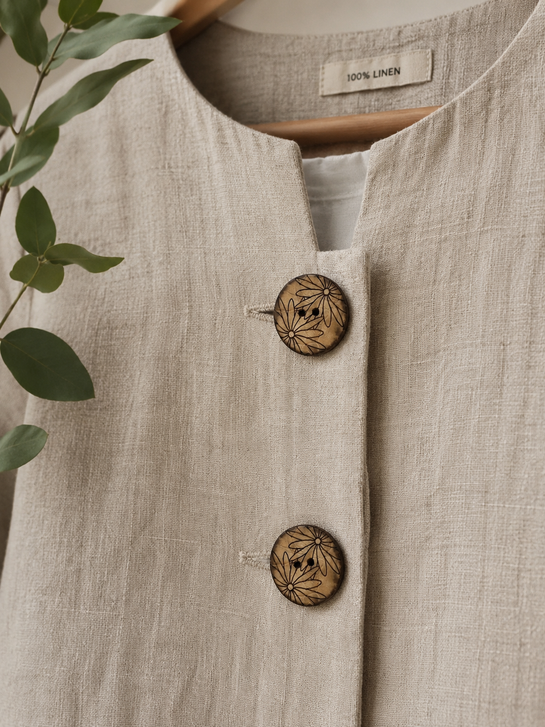 25mm Engraved Coconut Shell Flower Button