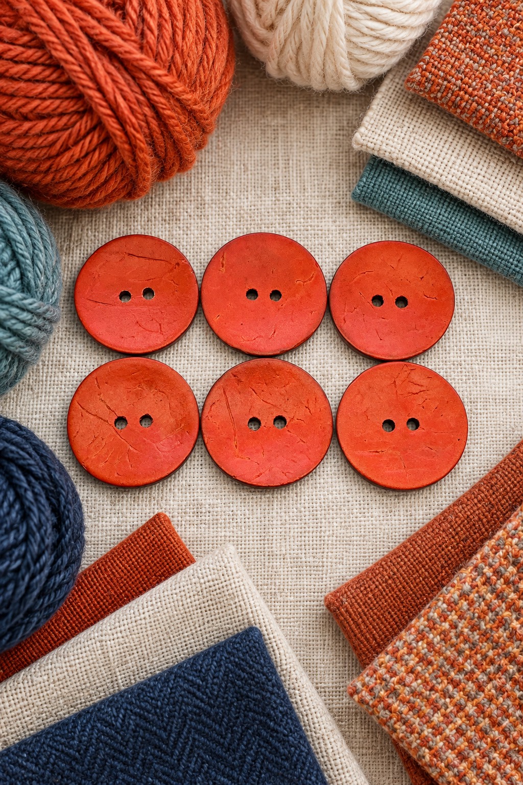 Orange Coconut Shell Eco Button – 30mm