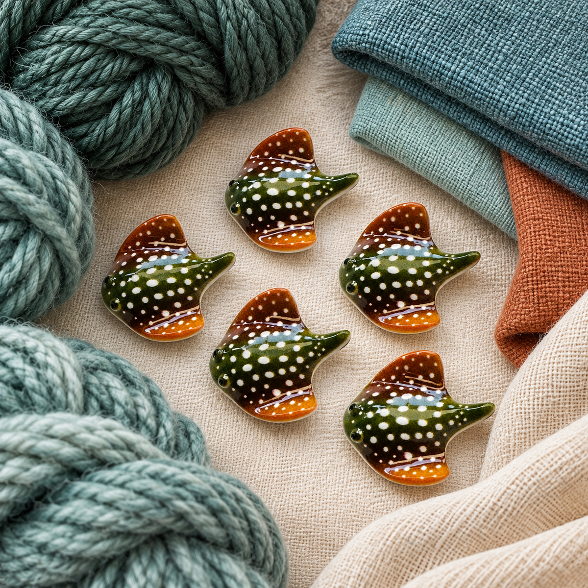 Stingray Button 31mm – Spotted Sea Creature Button, Sold Individually