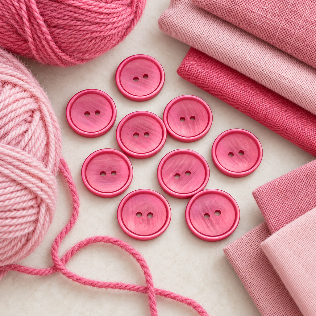 Pink Pearlised 23mm Polyester Button