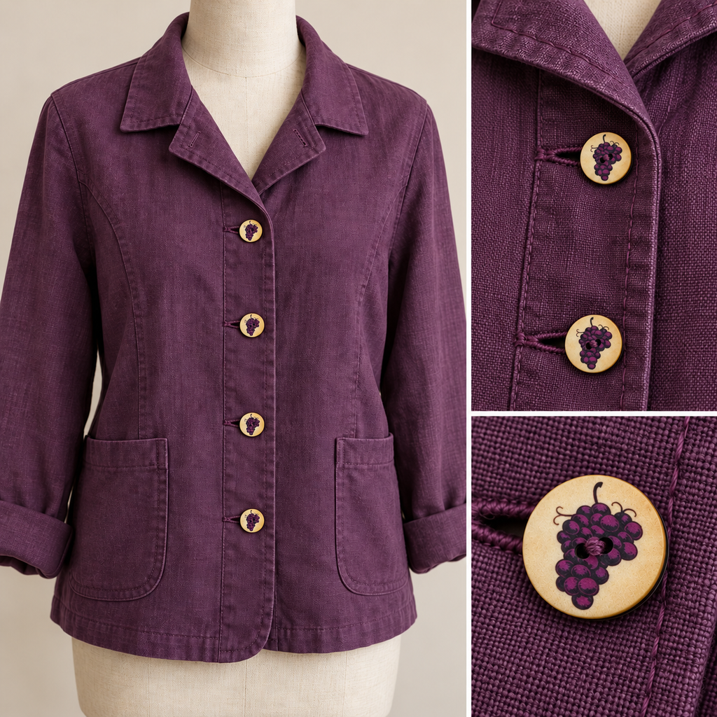 Purple Grape Faux Wood Button – 23mm