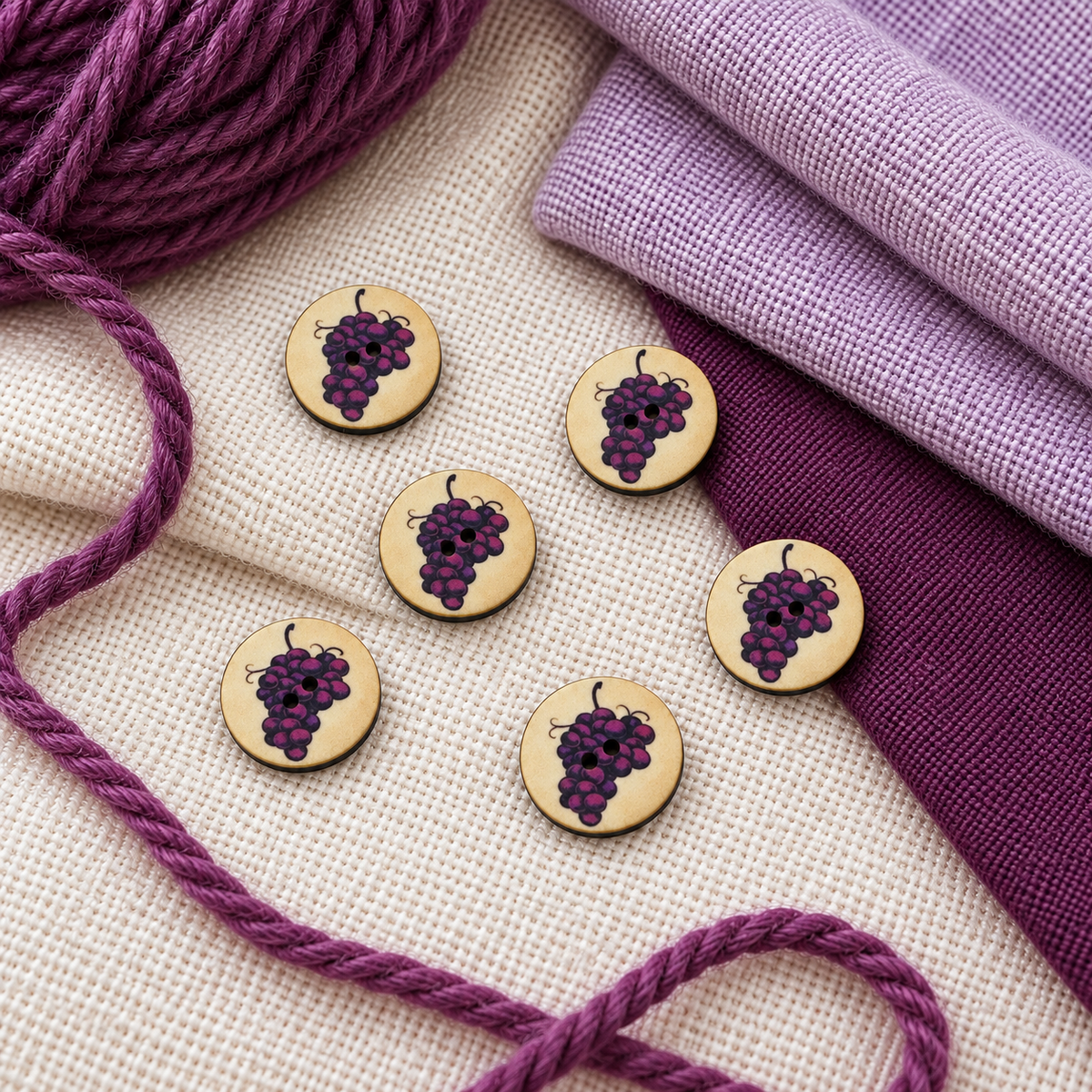 Purple Grape Faux Wood Button – 23mm