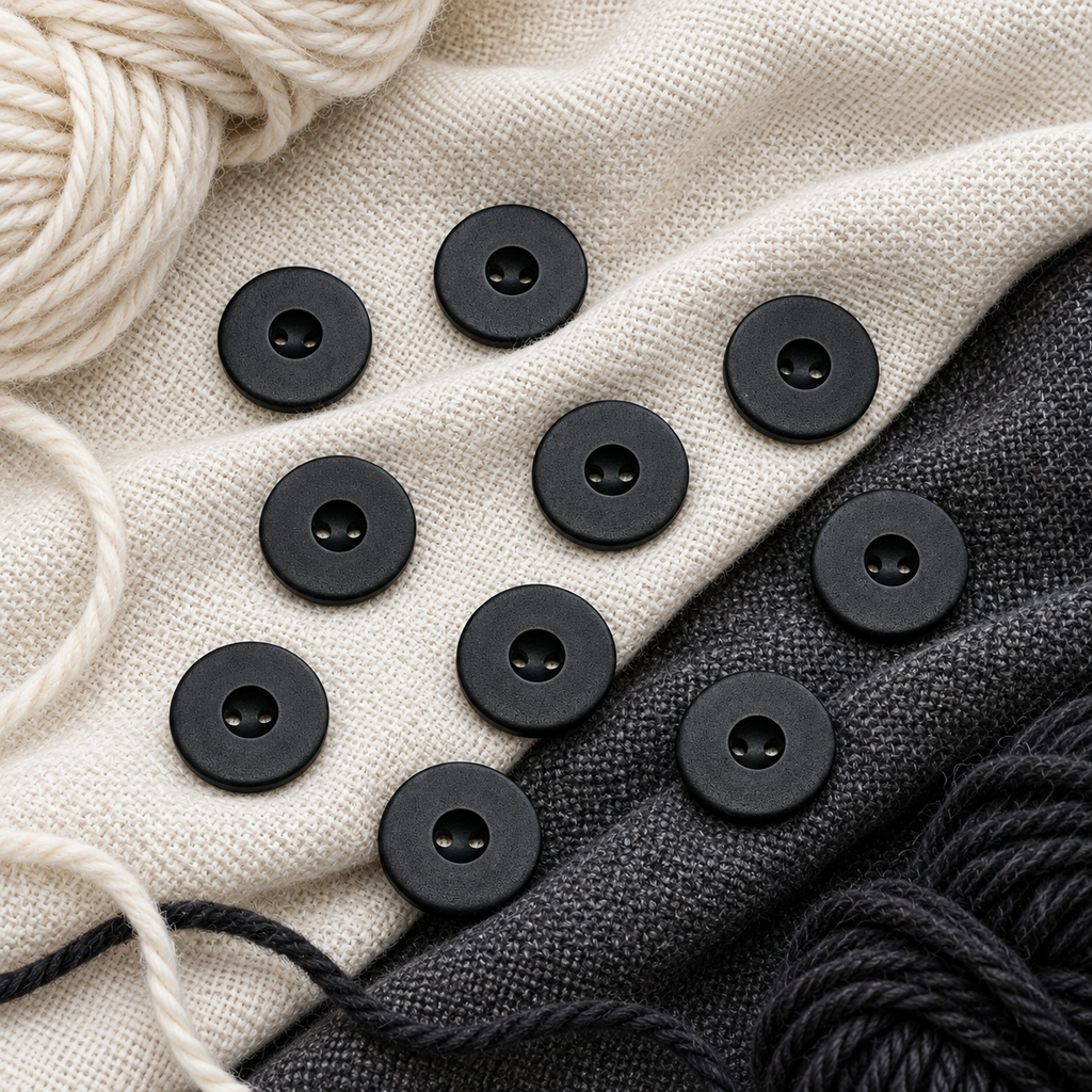 Black Two Hole Buttons – 23mm