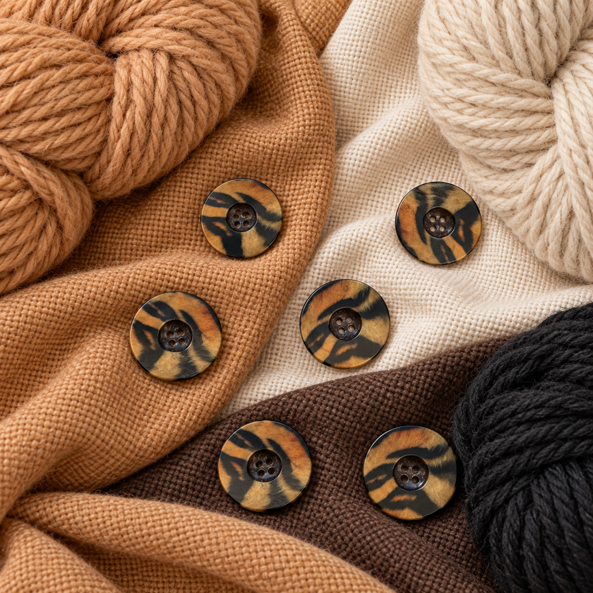 Tiger Stripe Four Hole Buttons – 35mm