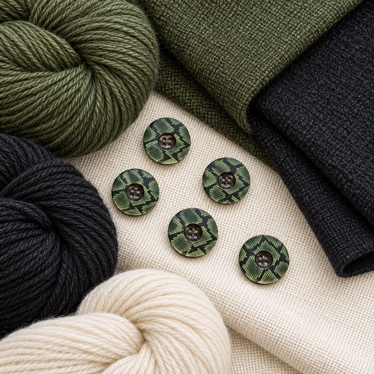 Green Snakeskin Print Buttons – 35mm