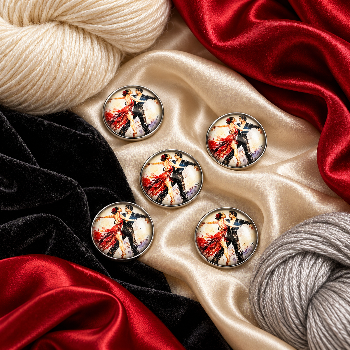 Latin Dancer Glass and Metal Button 22mm