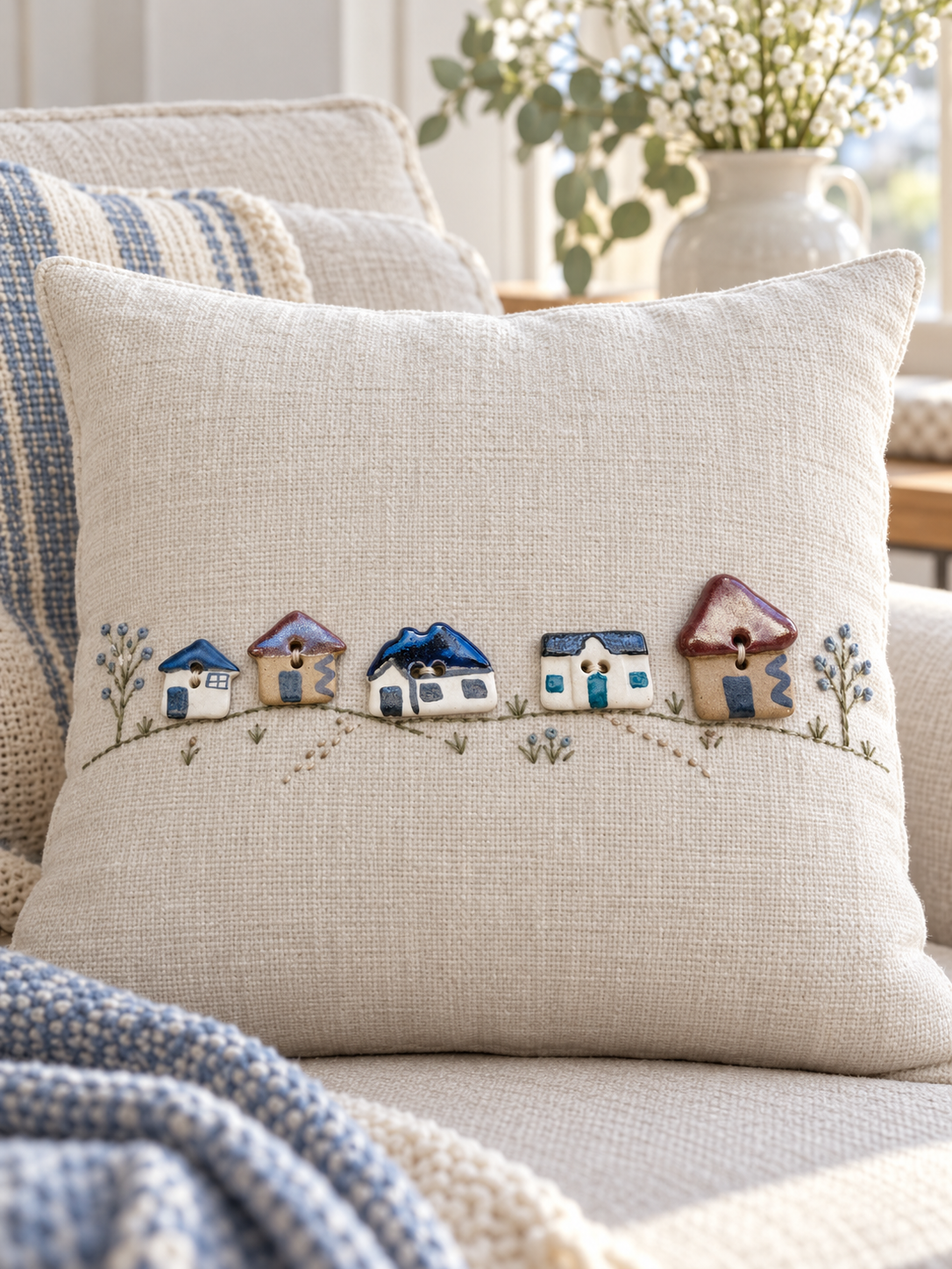 Ceramic Cottage Buttons – Card of 5