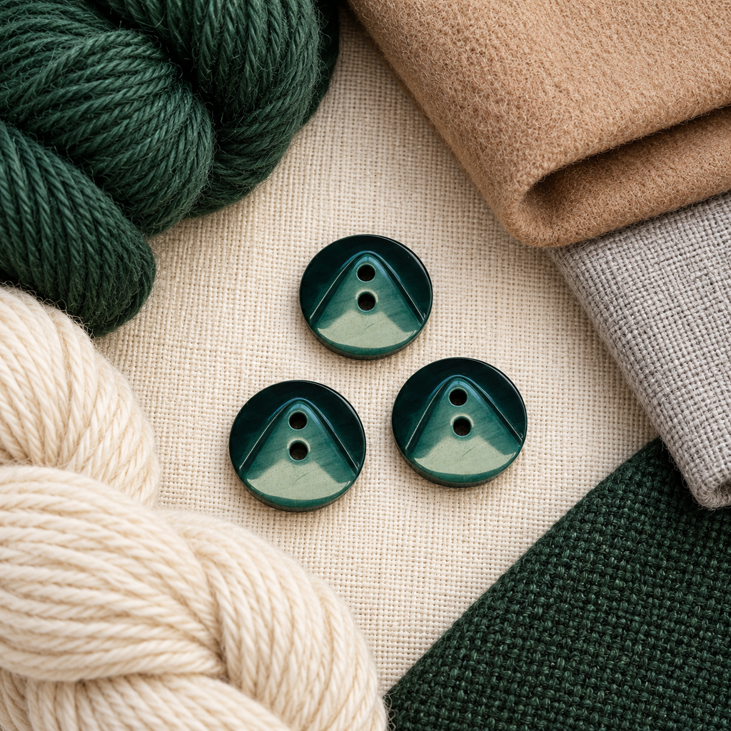 Forest Green Button 25mm – Geometric Design