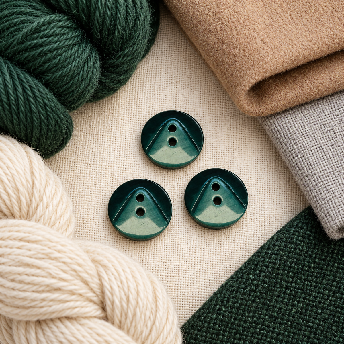 Forest Green Button 25mm – Geometric Design