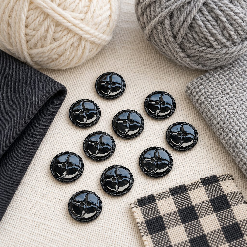 Black Swirl Buttons – 20mm, Sold Individually