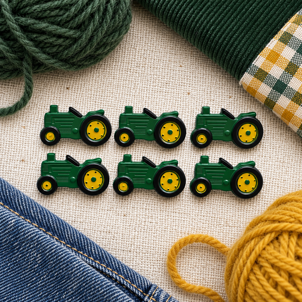 Dill Green Tractor Button – 25mm