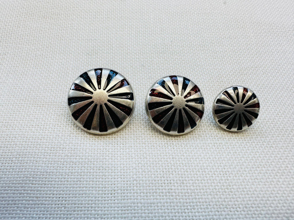 Blue & Red Oil Drop Enamel Metal Buttons – 15mm, 20mm & 23mm
