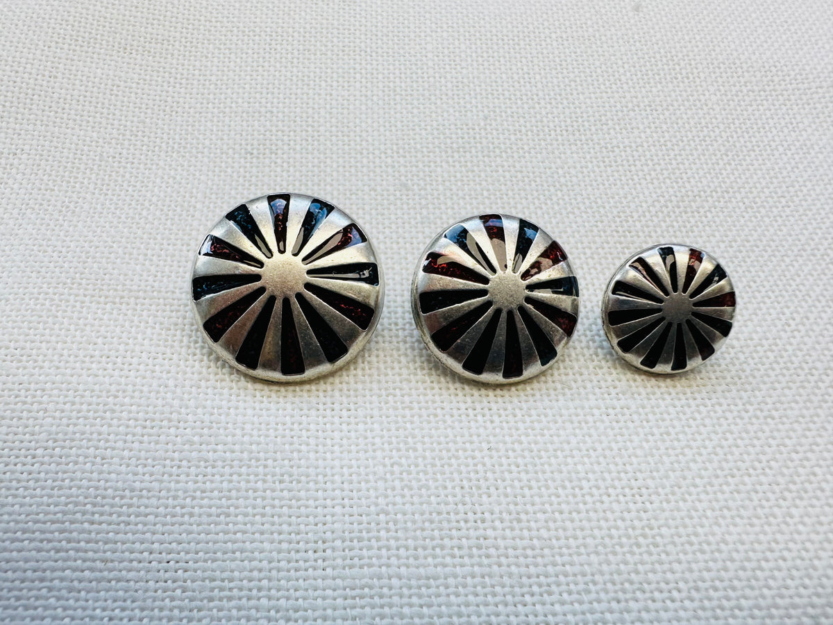 Blue & Red Oil Drop Enamel Metal Buttons – 15mm, 20mm & 23mm