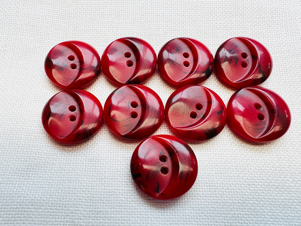 23mm Red & Black Dill Buttons – Set of 9 | Last Chance Treasures