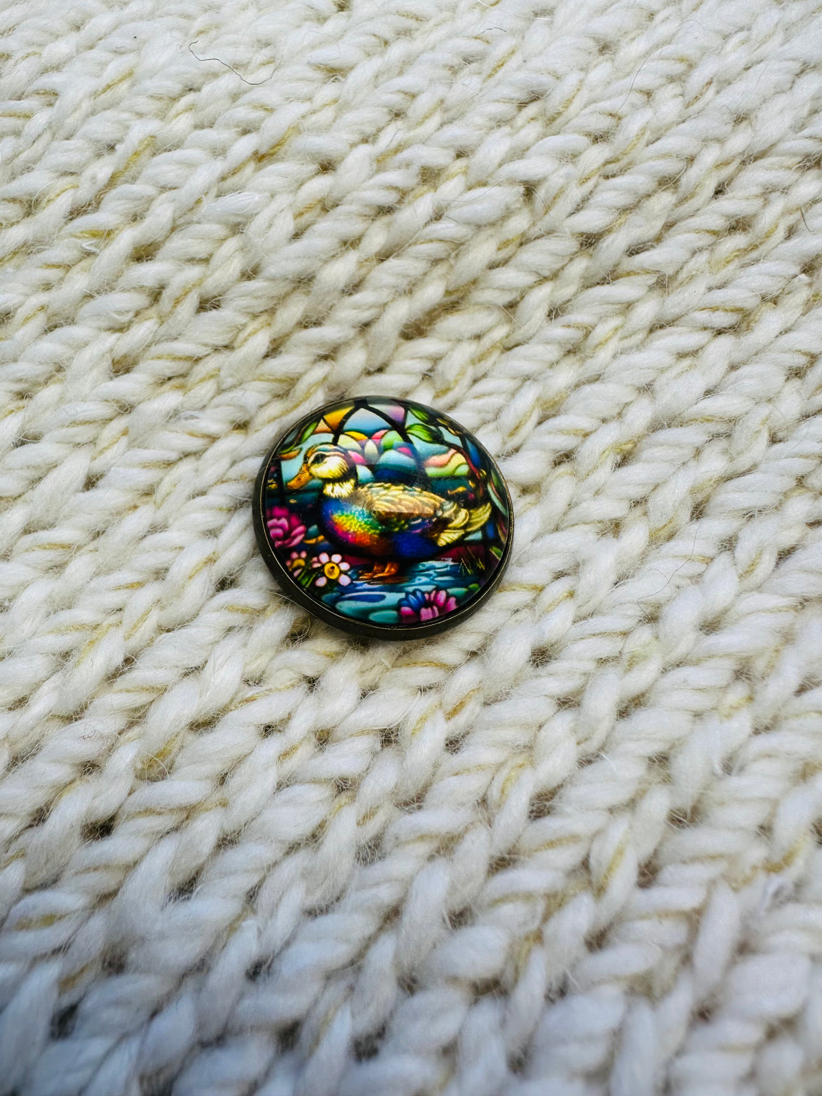 22mm Duck Glass & Metal Button – Hand Assembled in Cornwall