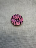 Pink & Black Wavy Pattern Button – 23mm