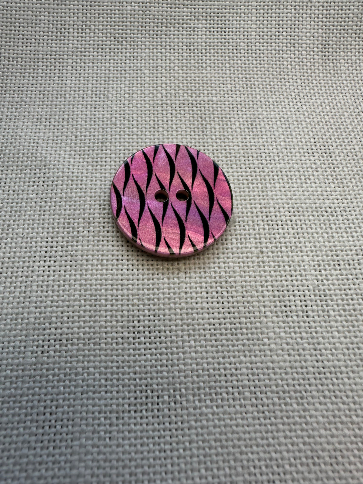 Pink & Black Wavy Pattern Button – 23mm