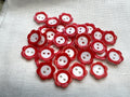 Red and White Flower Buttons 18mm – Pack of 30 | Last Chance Treasure