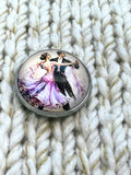 Ballroom Dancer Glass and Metal Button 22mm