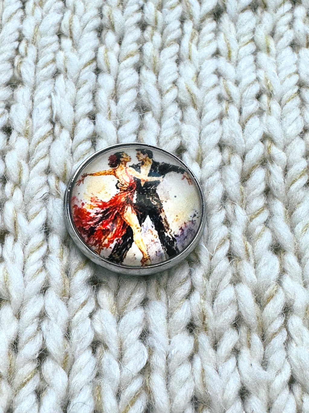 Latin Dancer Glass and Metal Button 22mm