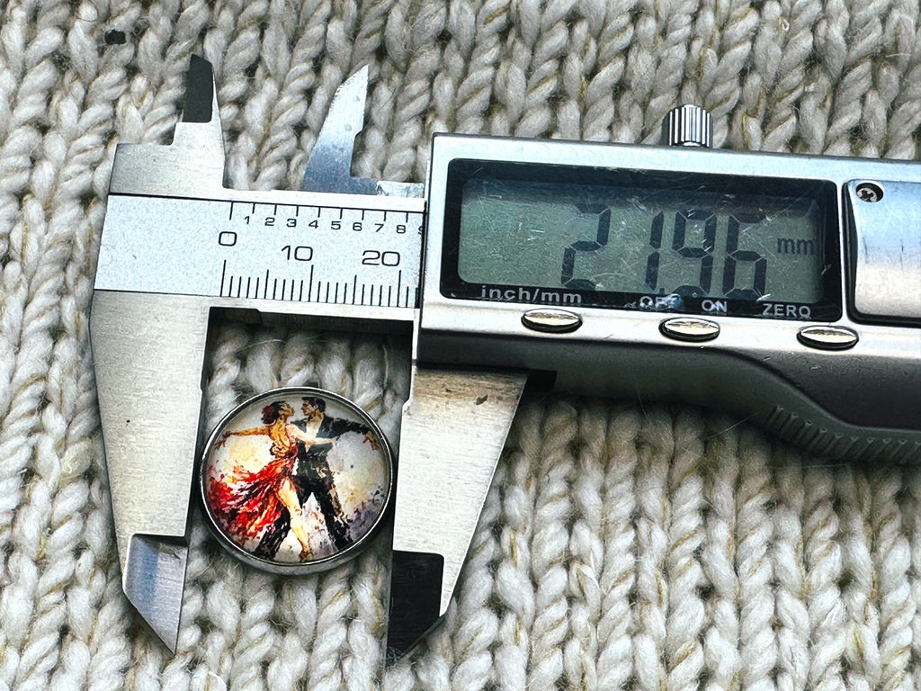 Latin Dancer Glass and Metal Button 22mm